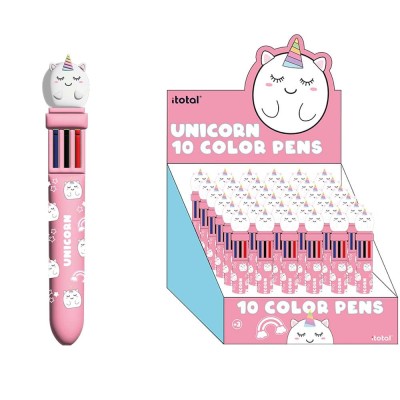 Pix multicolor cu mecanism retractabil, 10 culori, design unicorn foto