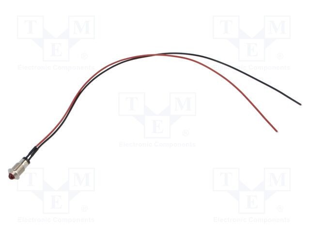 Lampă LED convex roşie 2VDC &Oslash;8mm MPC metal 50mcd BIVAR