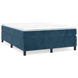 Cumpara ieftin Pat box spring cu saltea, albastru inchis, 140x200 cm, catifea
