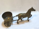 Statueta bronz - Cal cu ciubar pe atelaj