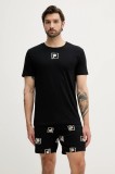 Fila set de pijama de bumbac culoarea negru, cu imprimeu, FPS1221