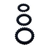 Set 3 inele pentru penis BAILE Titan, pentru &icirc;nt&acirc;rzierea ejaculării, din silicon, diametre 1.9 cm, 2.4 cm și 2.8 cm, negru