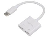 Adaptor USB C la USB 2.0 x2 LOGILINK 0,15m alb