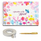 Album foto / Guestbook Caiet marturii Flower pentru nunta, format A4 landscape, pix inclus, accesoriu nunta