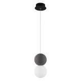 Cumpara ieftin Lustra pendul gri/alba beton Chiro &Oslash; 10 cm, abajur sferic de sticla, inaltime reglabila, 9704191 - Novaluce Gri