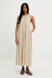 Answear Lab rochie din in culoarea bej, maxi, evazată