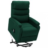 VidaXL Fotoliu cu ridicare, verde &icirc;nchis, material textil