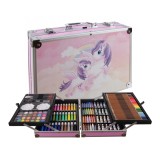 Set pictura si desen, Maaleo, trusa metal si lemn cu unicorni, 145 piese, Isotrade