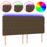 Cumpara ieftin Tablie de pat cu LED, maro inchis, 200x7x118/128 cm, textil