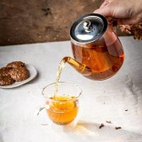 Infuzor din sticla, cu filtru si capac din inox, pentru ceai, 0.60L, Kinghoff