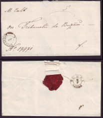 1863 Romania, Scrisoare veche BUCURESCI - BUZAU 1 stampila agrafa BUDEU, sigiliu foto