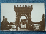533 - Craiova Parcul Bibescu podul suspendat si turnul carte postala necirculata, Fotografie
