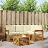 vidaXL Seturi de canapele 5 pcs Natural și Crem Lemn Solid de Acacia 3374755