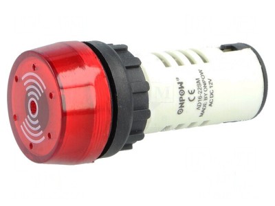 Semnalizator acustic 80dB fără iluminare IP40 &amp;Oslash;22mm max. 6mm 24VDC foto