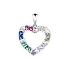 Pandantiv argint 925, JW1272, model inima, placat cu rodiu