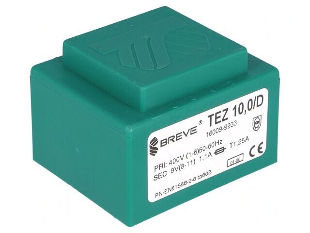 Transformator &icirc;ncapsulat 10VA 400VAC 9V PCB IP00