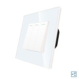 Cumpara ieftin Intrerupator triplu cap scara mecanic Luxion, alb, cu rama din sticla