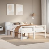VidaXL Pat cu bibliotecă fără saltea, alb, 135x190 cm, lemn masiv pin 3321964