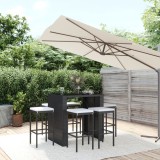 VidaXL Set bar de grădină, 7 piese, cu perne, negru, poliratan
