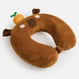 Pernă de călătorie pentru copii din Memory Foam, 32x28x9 cm, Maro, Model Capybara, CMCLASS