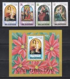 St. Lucia 1976 - Crăciun - Picturi de Murillo, Isenbrandt, Costa, Serie + Colita, MNH