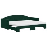 Cumpara ieftin Pat de zi cu extensie si saltele verde inchis 80x200 cm catifea