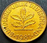 Cumpara ieftin Moneda 10 PFENNIG - RF GERMANIA, anul 1981 F * cod 1517 = A.UNC, Europa