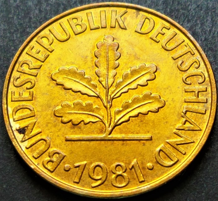 Moneda 10 PFENNIG - RF GERMANIA, anul 1981 F * cod 1517 = A.UNC