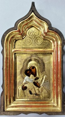 Maica Domnului cu Pruncul (Vladimirskaya), Icoana cu ferecatura, Rusia, Sfarsit de Secol XIX foto