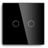 Fateta de sticla pentru intrerupator touch dublu negru Spin SPN1435B