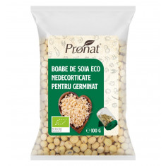 Boabe de soia bio nedecorticate pentru germinat, 100g Pronat