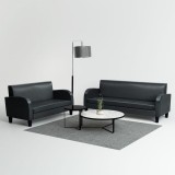 VidaXL Set canapea 2 buc. Piele artificială Negru
