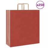 VidaXL Pungi de h&acirc;rtie 250 buc cu m&acirc;nere roșii 45x17x48 cm
