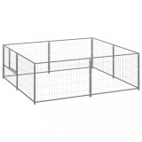 VidaXL Padoc pentru c&acirc;ini, argintiu, 4 m&sup2;, oțel