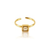 Inel deschis placat cu aur cu zirconiu alb