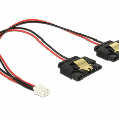 Cablu de alimentare 2 pini (Banana Pi) la 2 x SATA 15 pini 5V cu clips M-M 20cm, Delock 85249