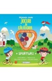 Jocuri de Calatorie interactive Sporturi - Carte educativa pentru copii, cu zaruri si table de joc