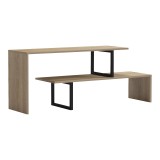 Cumpara ieftin Suport TV Placa melaminata Lilant pakoworld in culoarea Sonoma si picior metalic negru 160x30x45cm
