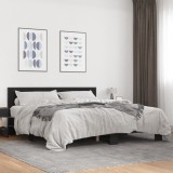 Cadru de pat negru 180x200 cm din lemn prelucrat și metal