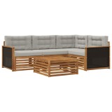 vidaXL Set de canapele de exterior 5 pcs Natural și gri deschis 3383314