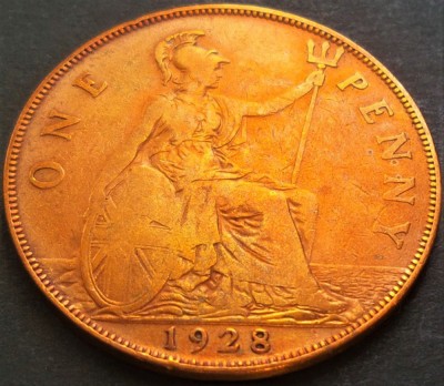 Moneda istorica 1 PENNY - MAREA BRITANICA / ANGLIA, anul 1928 * cod 3215 foto