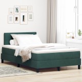 Pat Box Spring Gossi, Catifea Verde Inchis, Dublu Mic (120x193), Cadru Robust, Saltea Inclusa