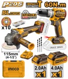 Cumpara ieftin Masina de gaurit + Polizor unghiular flex cu 2 acumulator 2/4AH si incarcator bormasina P20S Ingco CKLI20273E