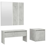 Cumpara ieftin Set de mobilier pentru hol, gri beton, lemn prelucrat