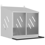Cumpara ieftin Cutie pentru pui cu 2 compartimente, metal argintiu galvanizat