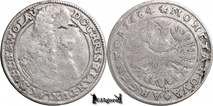 1664, 15 Kreuzer - Cristian - Regatul Boemiei
