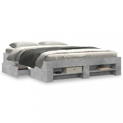 vidaXL Cadru de pat fără saltea Gri beton 160x200cm Lemn prelucrat 3295460 foto