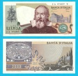 Italia (pick 103) 2000 Lire 1983 UNC- serie: ZA 4742xx V; Galileo Galilei, Turnul din Pisa