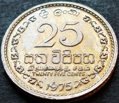 Moneda 25 CENTI - SRI LANKA, anul 1975 *cod 49 foto