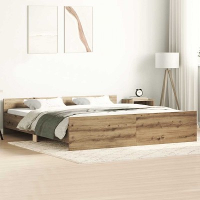 vidaXL Cadru pat fără saltea Stejar Artisan 160x200cm Lemn prelucrat 3328755 foto